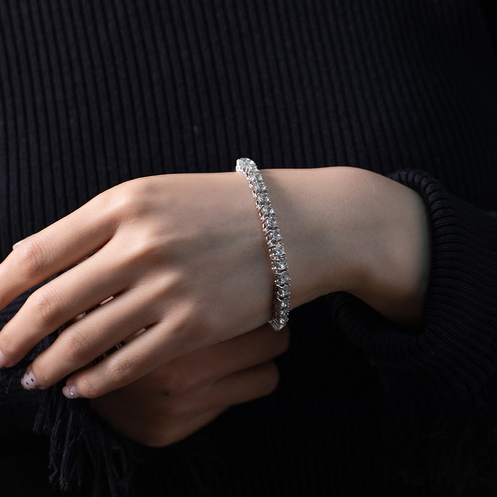 Diamond Studded Single Row Punk Cuban Bracelet for Women