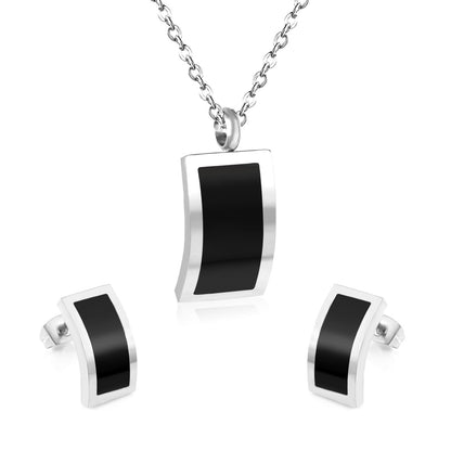 Curved Pearl Shell Pendant Necklace and Earring Set