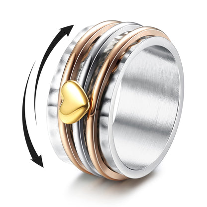 Magitaco Stainless Steel Spinner Rings Heart Fidget Band Rings Moon Star Flower Butterfly Anxiety Rings for Women Men
