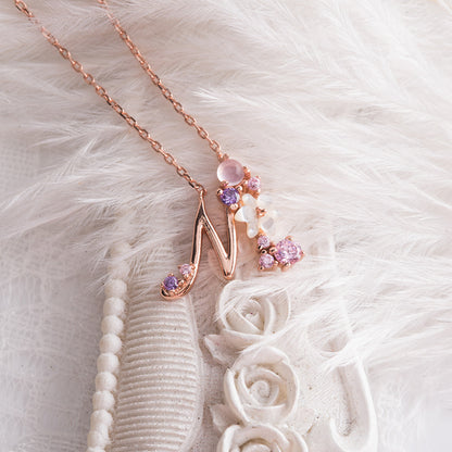 Shell Flower Alphabet Necklace in S925 Silver
