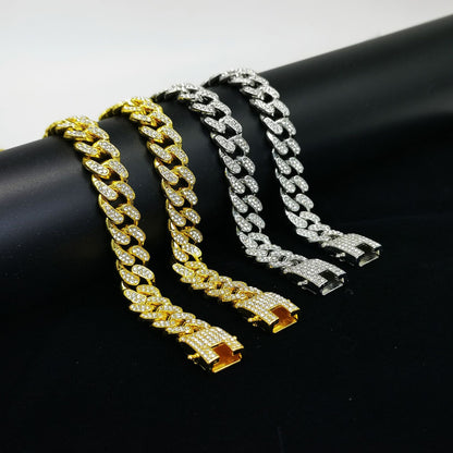 13mm Flat Cuban Link Diamond Bracelet for Hip Hop