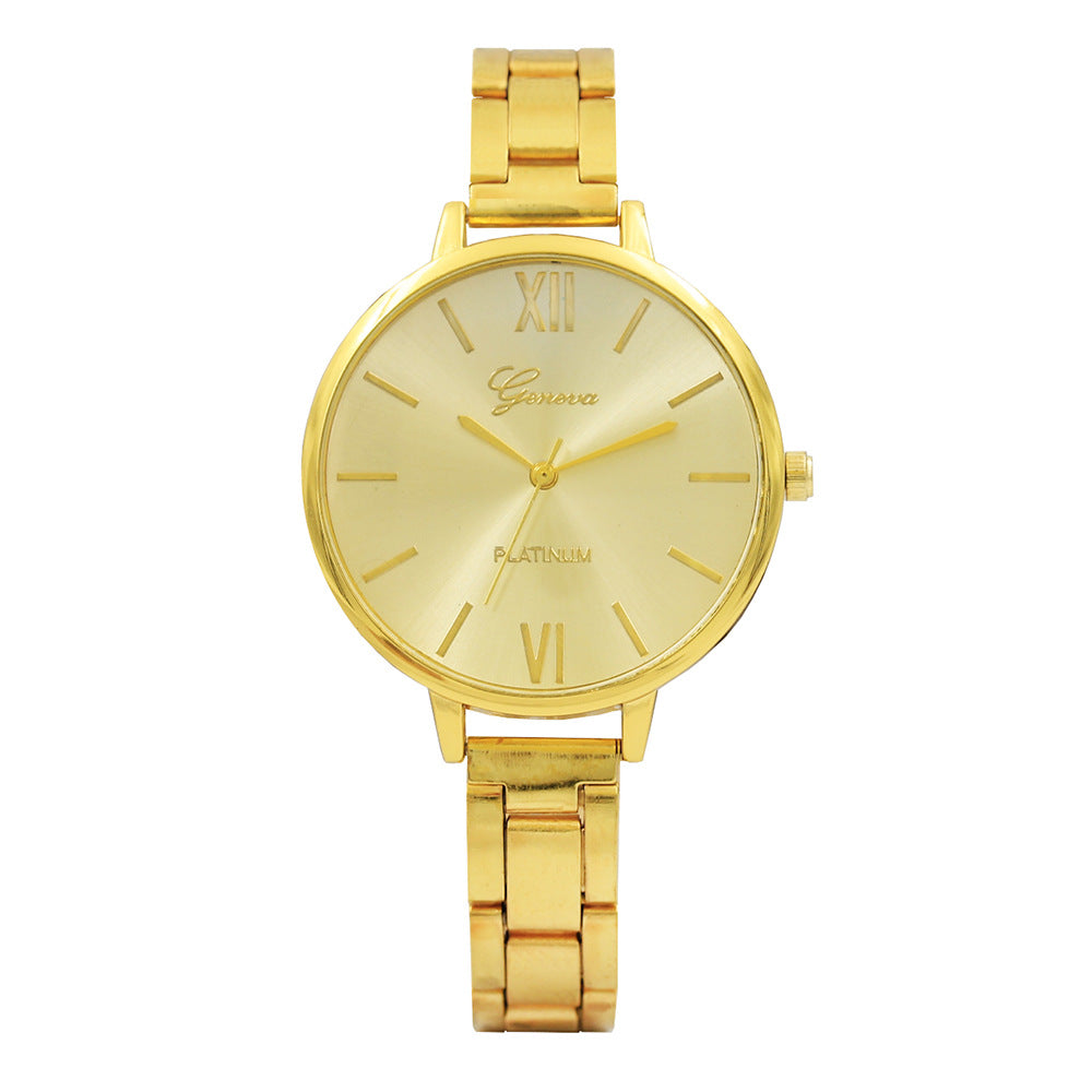 12-Crystal Steel Band Women's Fashion Quartz Watch
