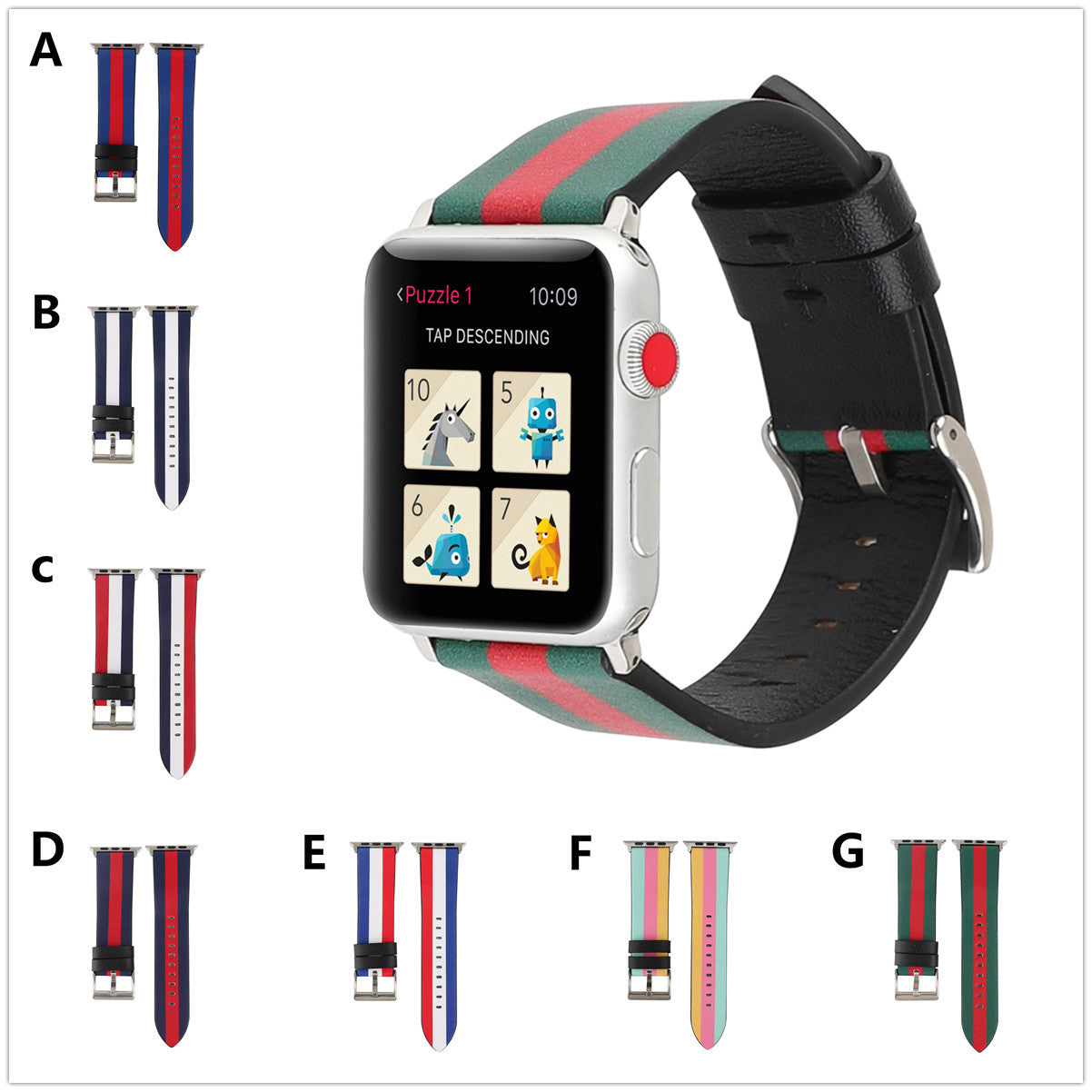 Leather Watch Strap with Flag Design