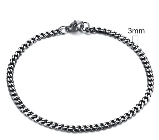Stainless Steel Gold Plated Cuban Chain Bracelet for Men, Six-Sided 3-11mm