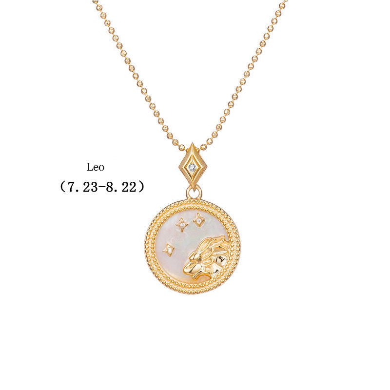 925 Silver Zodiac Pendant Necklace with Natural Shell