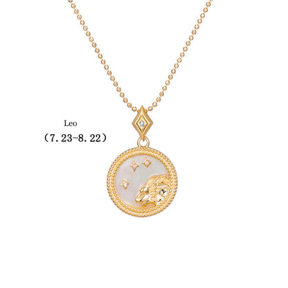 925 Silver Zodiac Pendant Necklace with Natural Shell