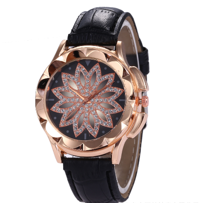 Fashionable Quartz Watch with Creative Design and Rhinestones