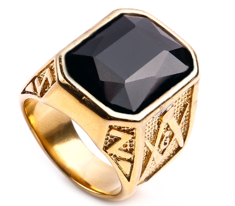 Retro Masonic Gem Men's Titanium Steel Ring