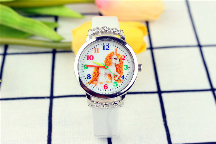 Unicorn Kids Belt Watch with Cartoon Design and Quartz Movement