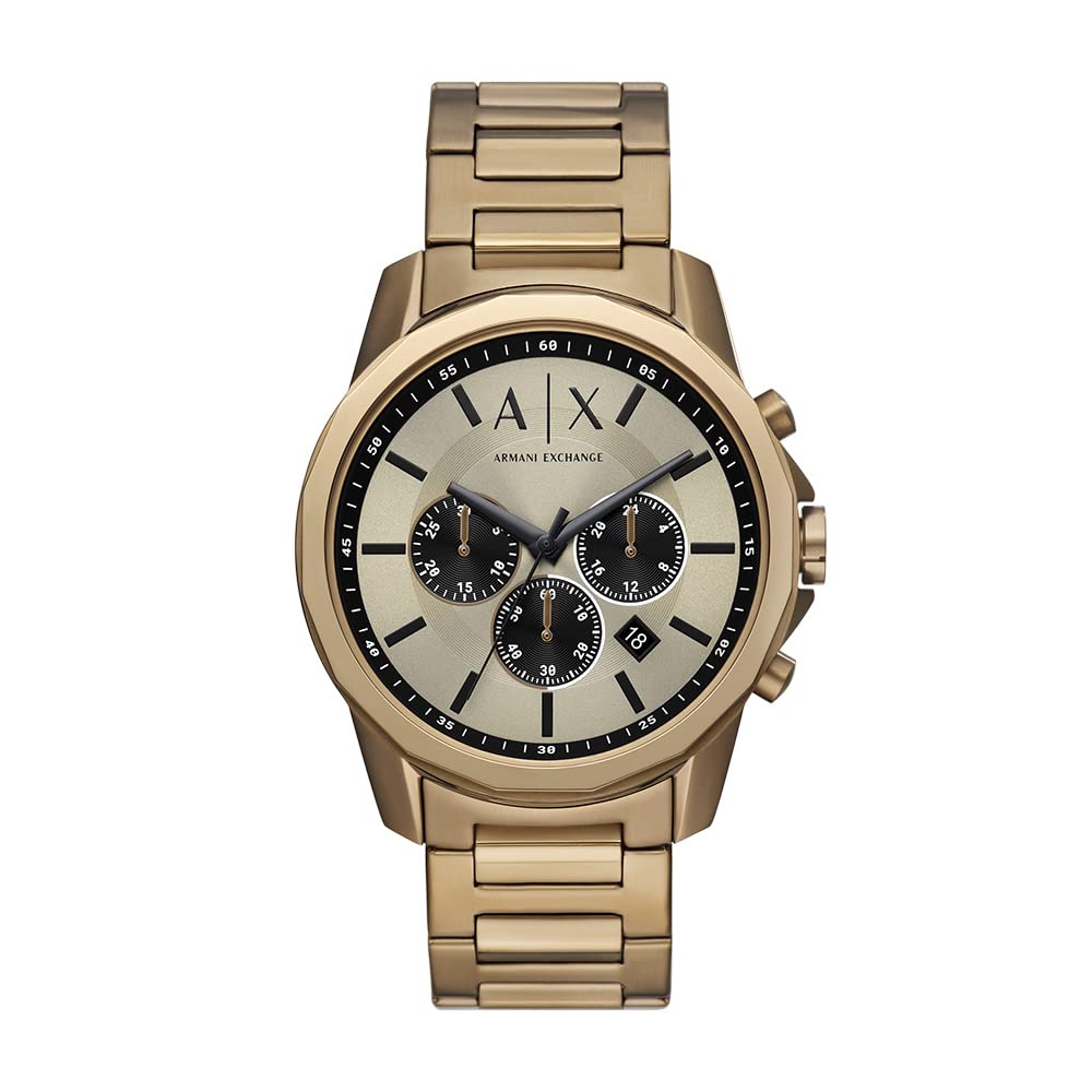 A｜X ARMANI EXCHANGE Mens Chronograph Bronze Gold-Tone Stainless Steel Watch (Model: A|X1739)