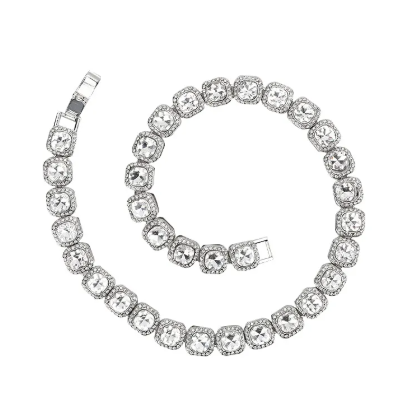 Men's Hip Hop Square Glass Cuban Chain