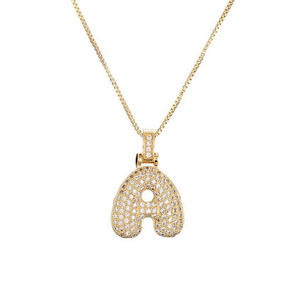 Hip Hop Letter Pendant Necklace with Zircon for Women