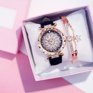 Fashionable Waterproof Women's Quartz Watch Set with Bracelet