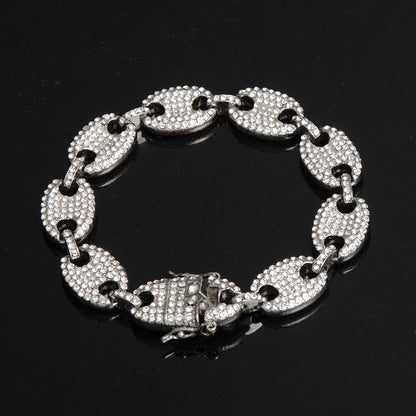 Colorful Diamond-studded Hip Hop Men's Cuban Bracelet