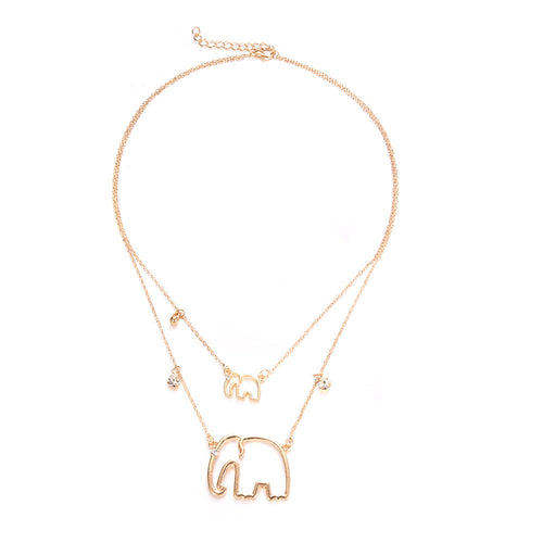 Vintage Gold Layered Elephant Necklace for Women