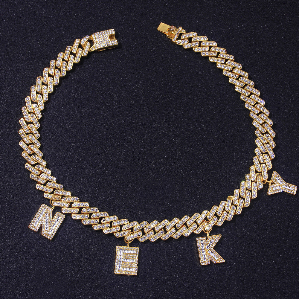 DIY Hip Hop Letter Necklace with Rhinestones (12mm)