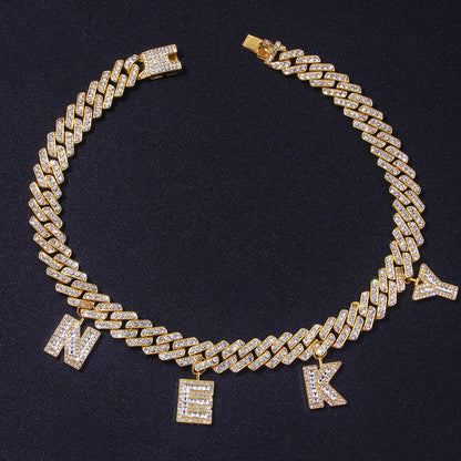 DIY Hip Hop Letter Necklace with Rhinestones (12mm)