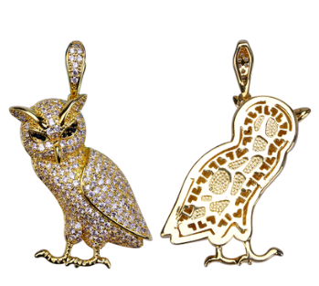 Gold-Plated Zircon Owl Pendant Hip-Hop Necklace