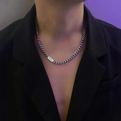 Men's Titanium Steel Cuban Chain Necklace - Simple Style