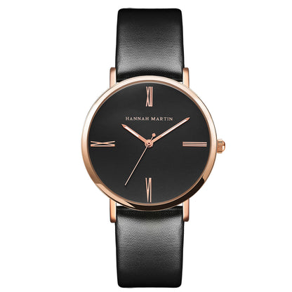 Fashionable Quartz Watch for Women with Leather Strap