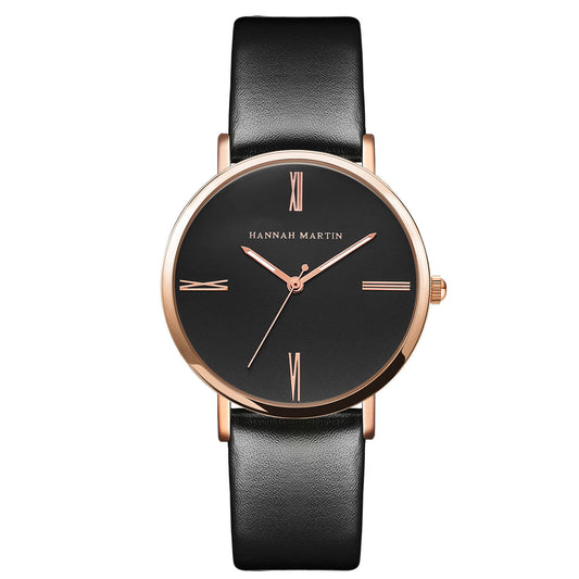 Fashionable Quartz Watch for Women with Leather Strap