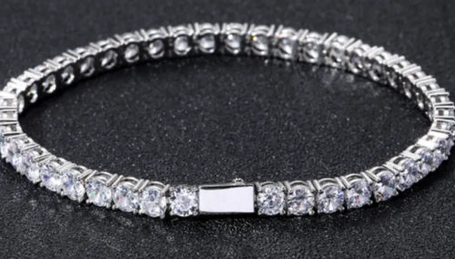 Hip Hop Spring Buckle Single Row Tennis Chain Bracelet