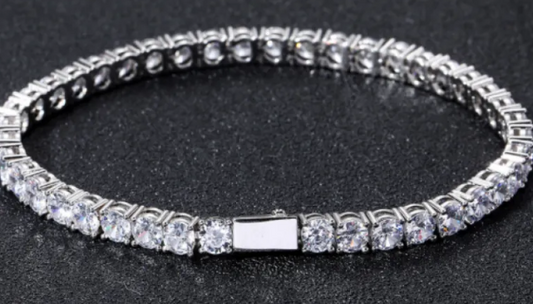 Hip Hop Spring Buckle Single Row Tennis Chain Bracelet