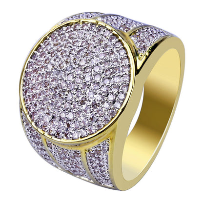 118K Gold Plated Hip Hop Ring with Zircon Stones