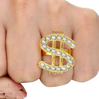 Retro Hip Hop Dollar Sign Necklace with Diamond Pendant