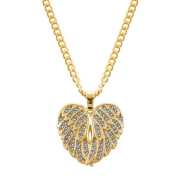 Angel Wing Pendant Necklace with Heart Shaped Design