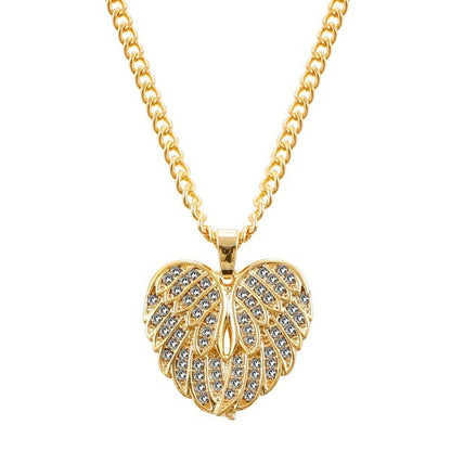 Angel Wing Pendant Necklace with Heart Shaped Design