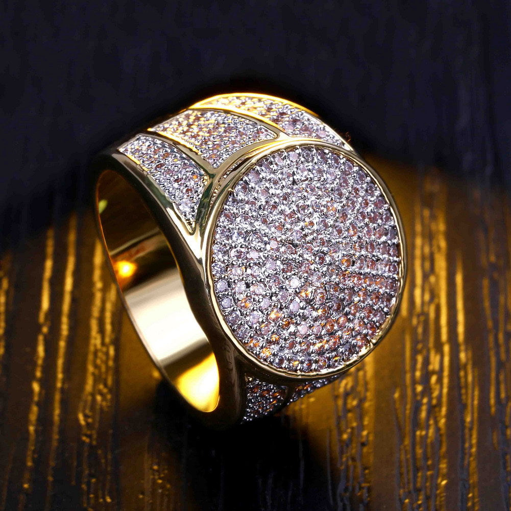 118K Gold Plated Hip Hop Ring with Zircon Stones