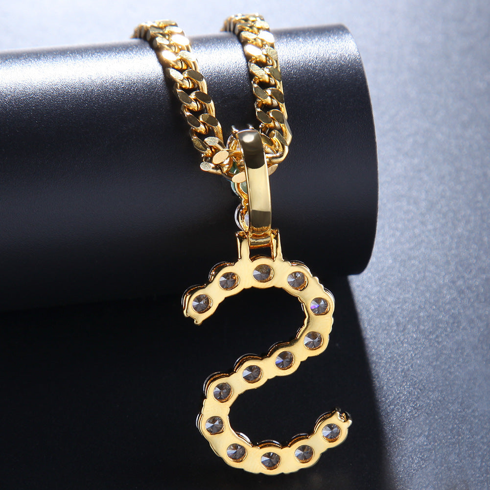 Bling Bling Letter Pendant Necklace with Zirconium (26)