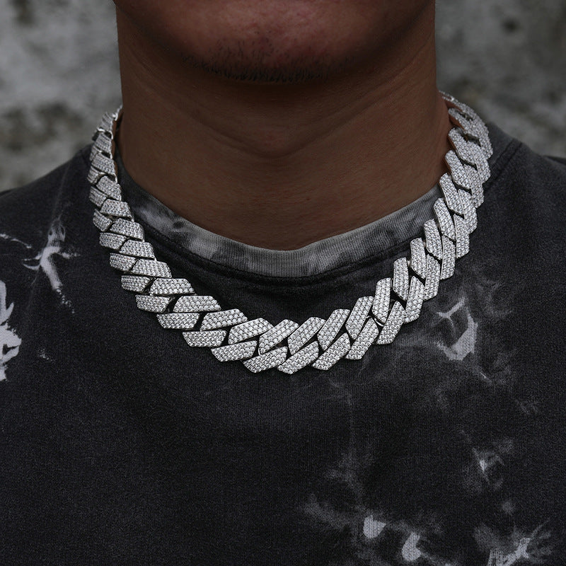 Classic Diamond-Shaped Cuban Chain Necklace with Zircon