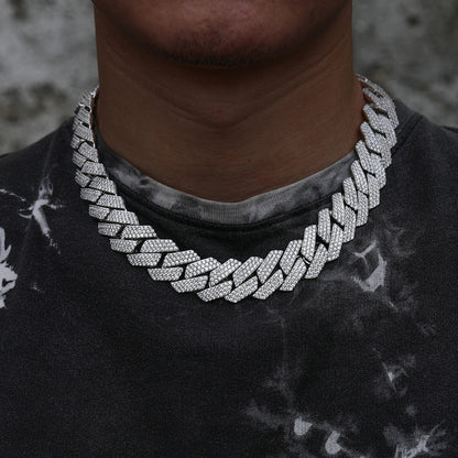 Classic Diamond-Shaped Cuban Chain Necklace with Zircon