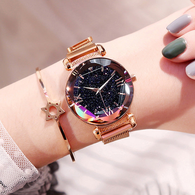Starry Sky Quartz Watch for Women with Steel Band