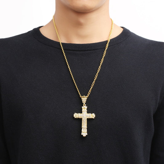 Hip Hop Cross Necklace with Diamond Pendant for Men