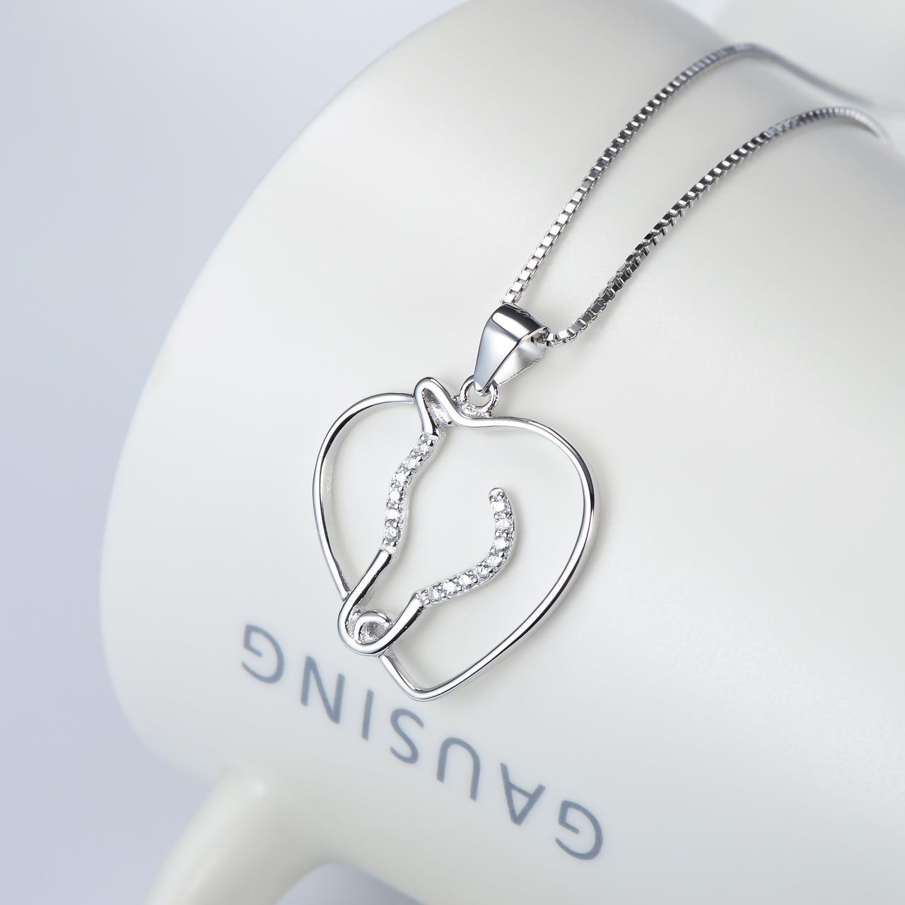 Heart-Shaped Pendant Necklace with Diamonds for Women