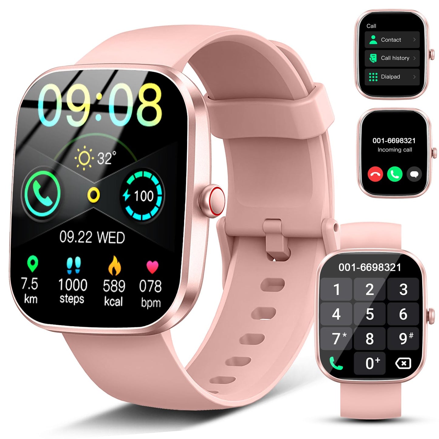 Smart Watch(Answer/Make Call) 1.91" Smartwatch for Men Women2025 Fitness Watch with 110+ Sport Modes Fitness Activity Tracke with Pedometer/Sleep Monitor/Heart Rate/IP68 Waterproof for Android iOS