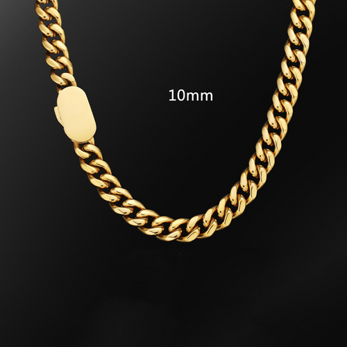 Men's 10mm Stainless Steel Cuban Chain Necklace – Punk Hip-Hop Style