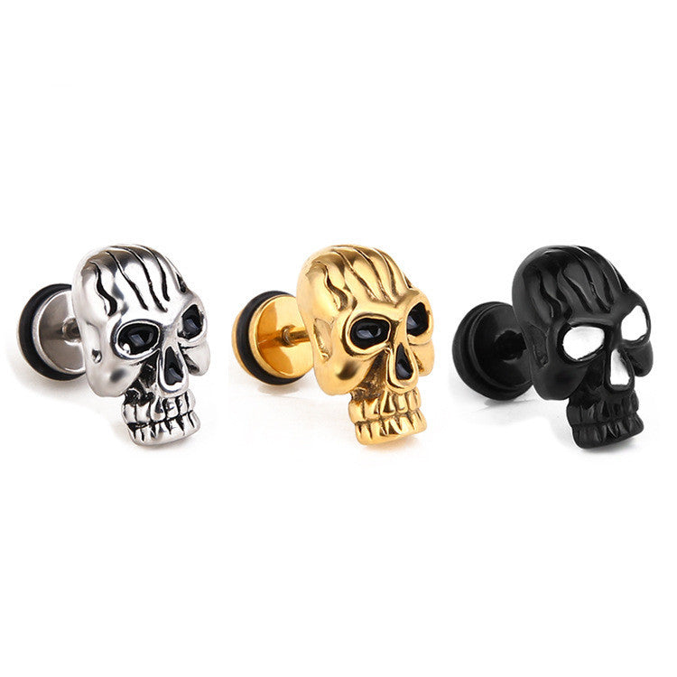 Titanium Steel Vintage Skull Punk Hip-Hop Earrings