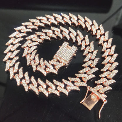 Alloy Dragon Tooth 16mm Cuban Link Hip Hop Necklace