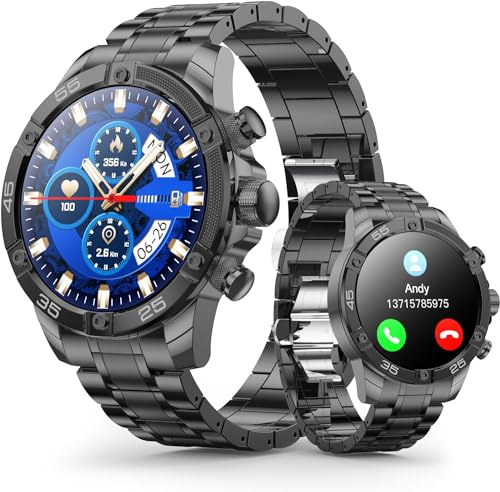 Smart Watch(Answer/Make Call) 1.53" Luxury Business Smartwatch for Men IP67 Waterproof 100+ Sport Modes Fitness Activity Tracker Heart Rate Sleep Monitor Pedometer Smart Watches for Android iOS