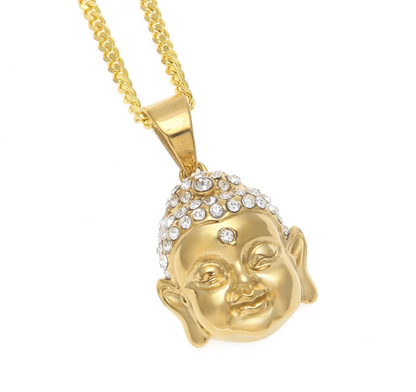 Gold-Plated Hip-Hop Buddha Pendant Necklace for Men
