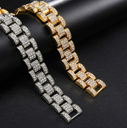 Hip Hop Cuban Chain Diamond Watch Band (EU/US Style)