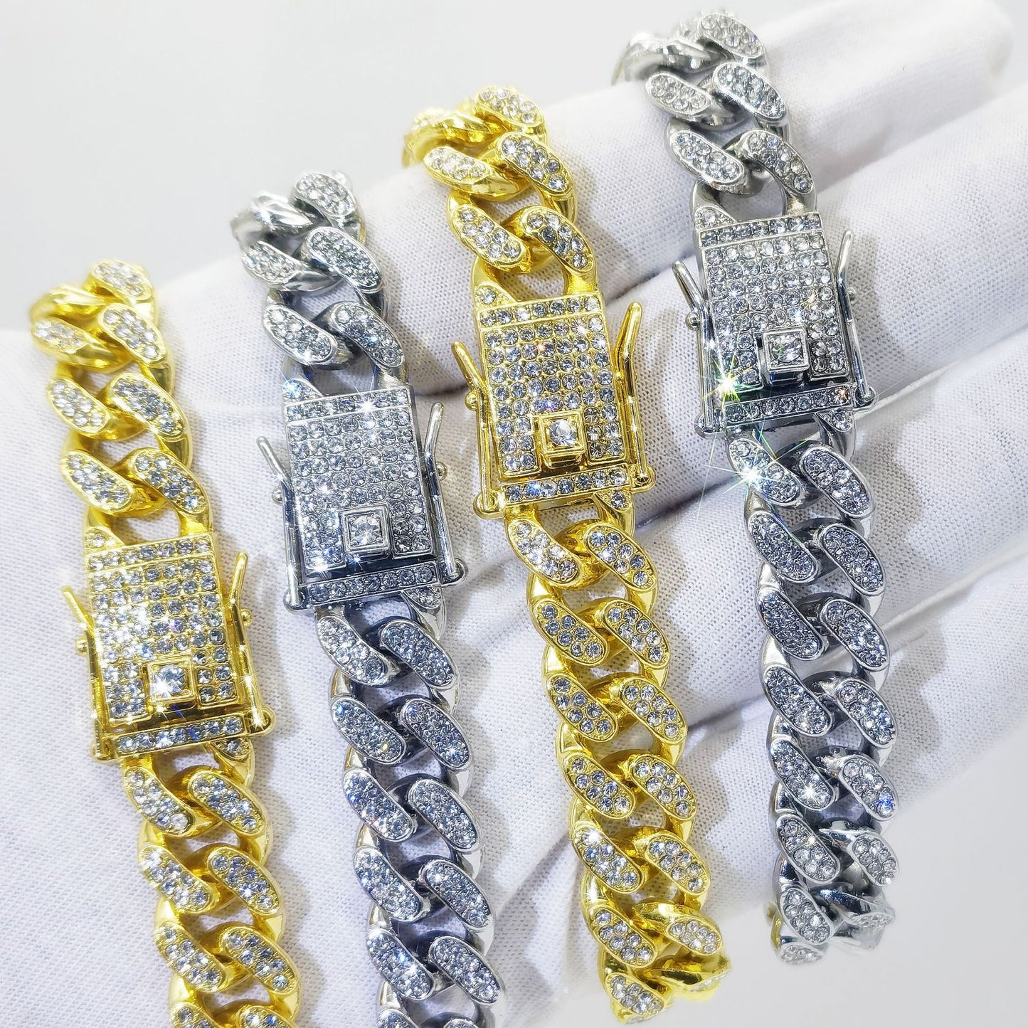 13mm Flat Cuban Link Diamond Bracelet for Hip Hop
