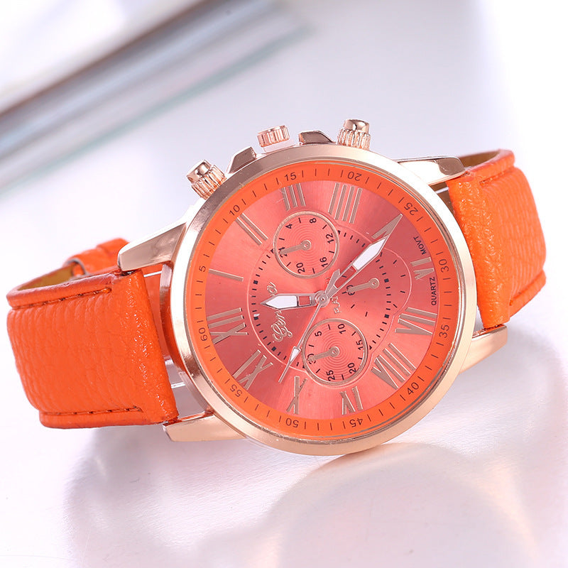 Women's Leather Strap Roman Numeral Watch for All