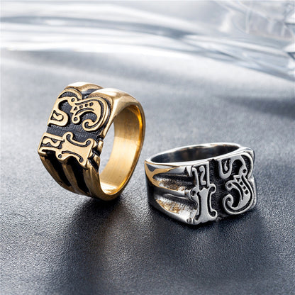 Personalized Retro Titanium Steel Men's Ring