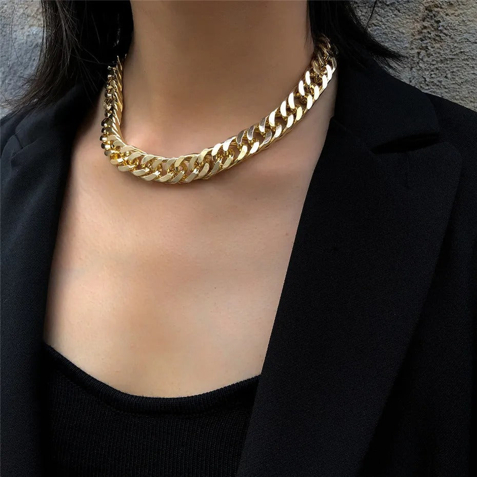Cuban Curb Punk Gold Bracelet Necklace