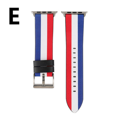 Leather Watch Strap with Flag Design